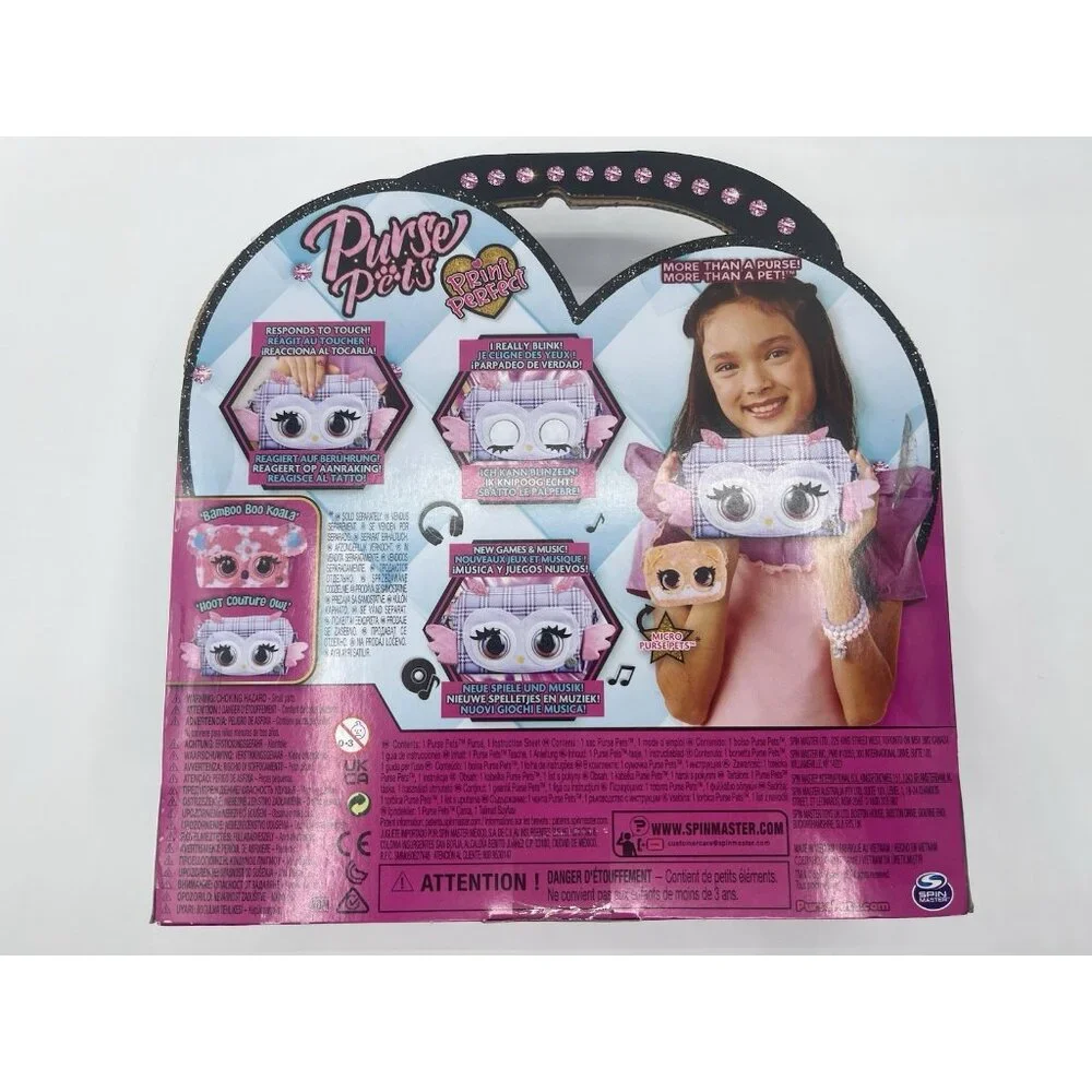 Purse Pets Hoot‎ Couture Owl Purple Plaid Sounds And Effects
